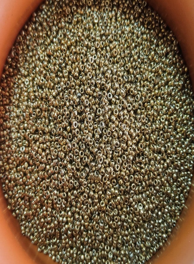 The Unique ® 222 Glass Seed Beads Or Sugar Beads Antique Gold Pack of 450 Grams for Embroidery Aari/Maggam Work, Also for Crafts & Jewellery. - Image 3